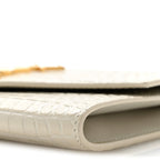 Calfskin Crocodile Embossed Monogram Uptown Chain Wallet Crema Soft