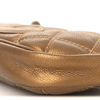 Metallic Caviar Quilted Timeless CC Shoulder Bag Gold