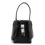 Box Calfskin Shark Lock Bucket Bag Black