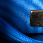 Shiny Aged Calfskin Quilted Nano Kelly Shopper Blue