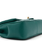 Lambskin Quilted Small Easy Carry Flap Green