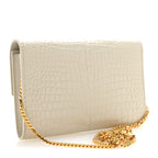 Calfskin Crocodile Embossed Monogram Uptown Chain Wallet Crema Soft