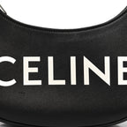 Calfskin Ava Logo Shoulder Bag Black
