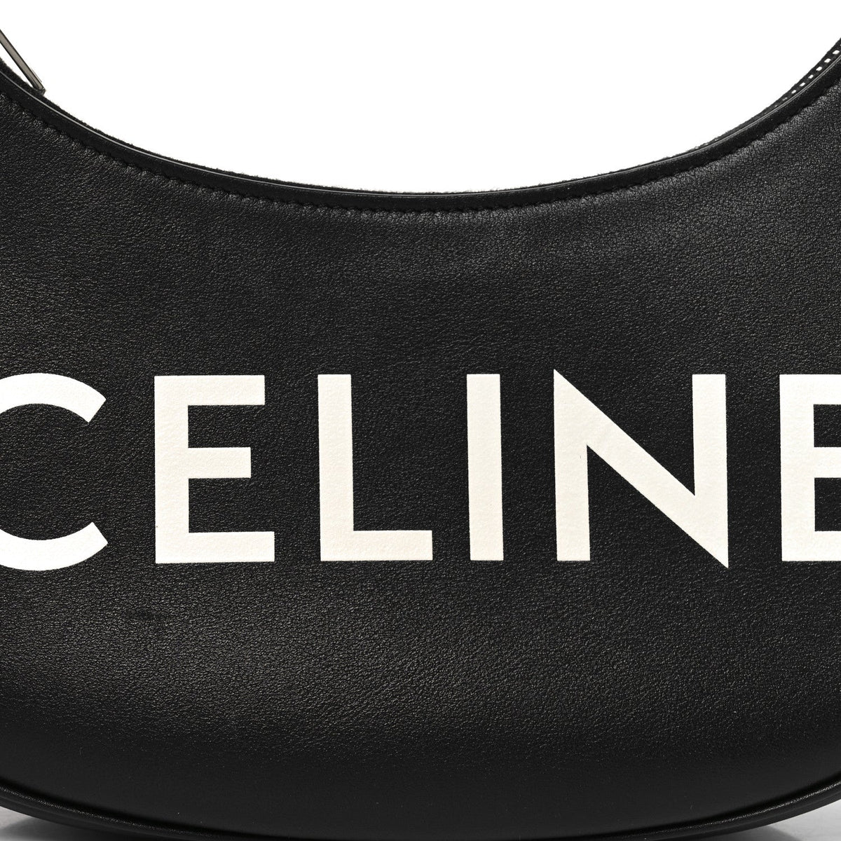Calfskin Ava Logo Shoulder Bag Black