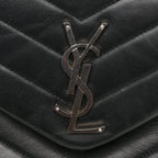 Calfskin Y Quilted Monogram Medium Loulou Chain Satchel Black