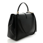 Satinated Calfskin Large 16 Top Handle Bag Black