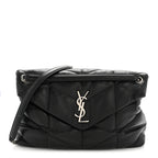 Lambskin Quilted Medium Loulou Puffer Monogram Chain Satchel Black