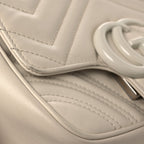 Calfskin Matelasse Monochrome Mini GG Marmont Crossbody Shoulder Bag White