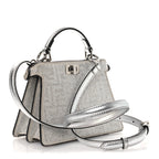 Crystal Vitello Laminato FF Petite Peekaboo I SEE U Satchel Crystal Argento