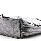 Metallic Calfskin Small Voyou Bag Silver