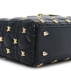 Lambskin Cannage Butterfly Studs Small Lady Dior Black