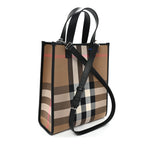 Calfskin House Check Small N/S Tote Black