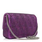 Satin Crystal Virtus Chain Clutch Purple