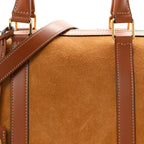 Waxed Suede Calfskin Large Boston Bag Tobacco
