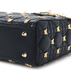 Lambskin Cannage Butterfly Studs Small Lady Dior Black