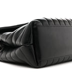 Calfskin Y Quilted Monogram Medium Loulou Chain Satchel Black