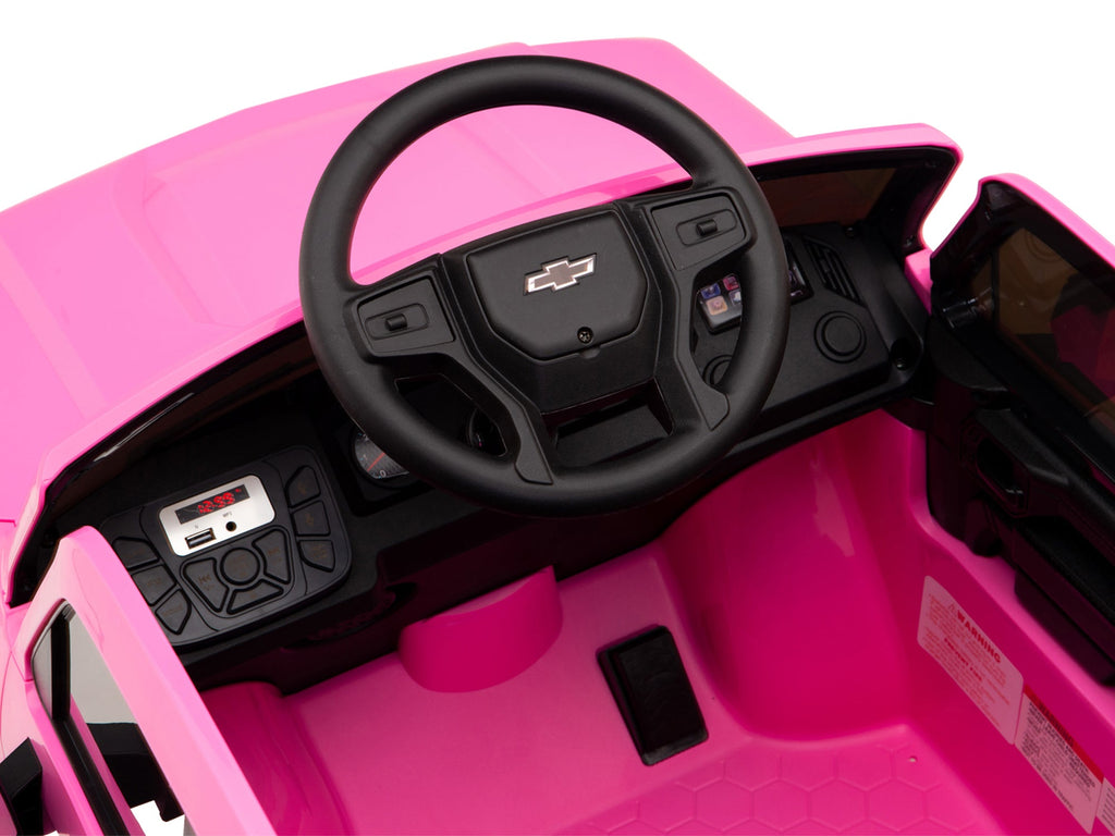 12V Chevrolet Silverado Kids Ride On Truck with Remote Control – Pink