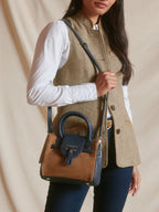 Mini Windsor Handbag - Tan & Navy
