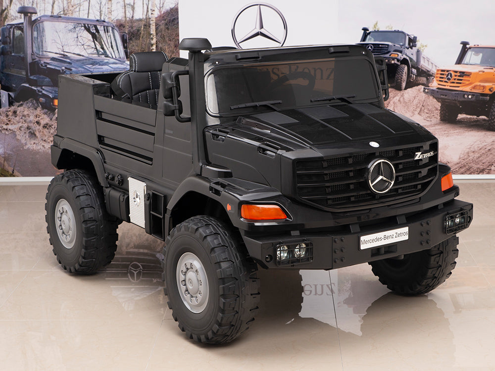 24V Mercedes Zetros Battery Powered Kids Ride On Truck with Remote Control - Black